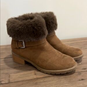 Brown Fur-Lined Ankle Boots